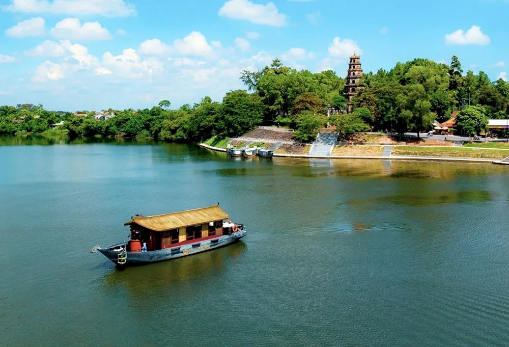 A cruise on the Perfume River takes you through many beautiful sceneries